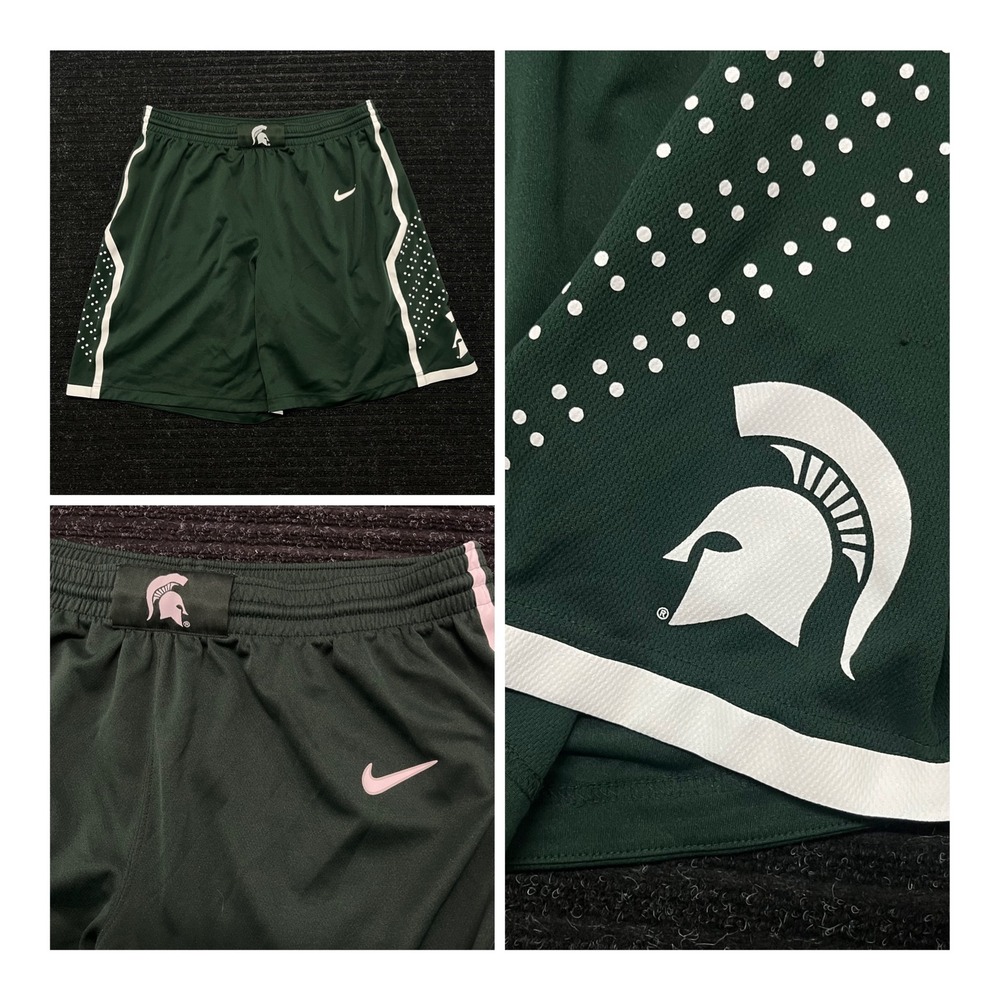 Nike Michigan State Spartans Basketball Shorts Mens Large Green Authentic NCAA
